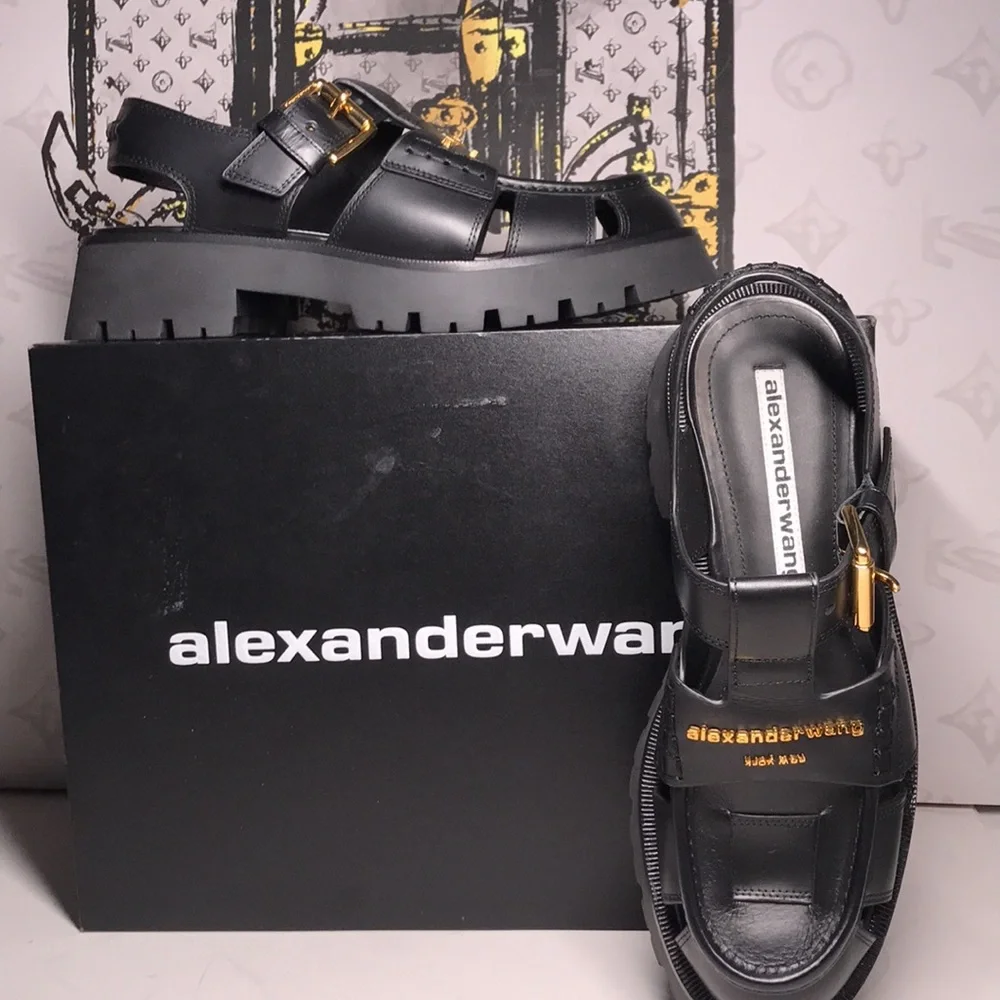 New Authentic Alexander Wang Carter Cage Sandals – Sleek Black Design